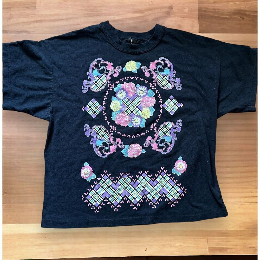 Vintage 80s Carlton Fashion Mosaic T Shirt Grandmacore Women’s Sz 20W 2XL
